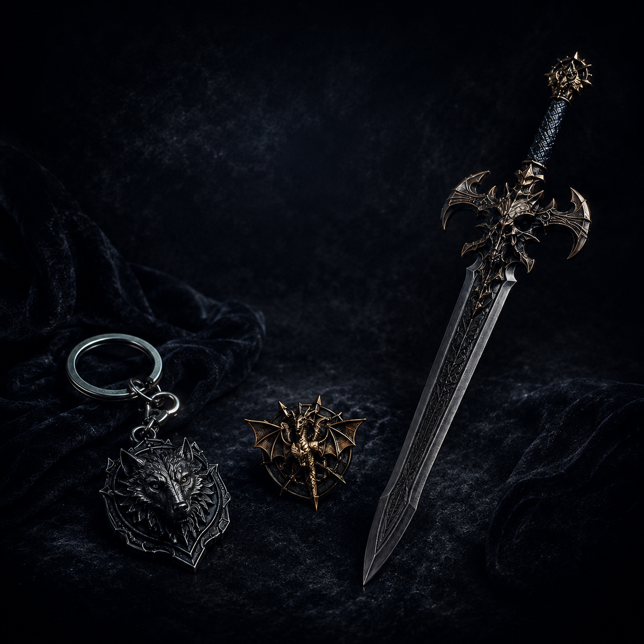 Dark fantasy sword pin and keychain accessories category image