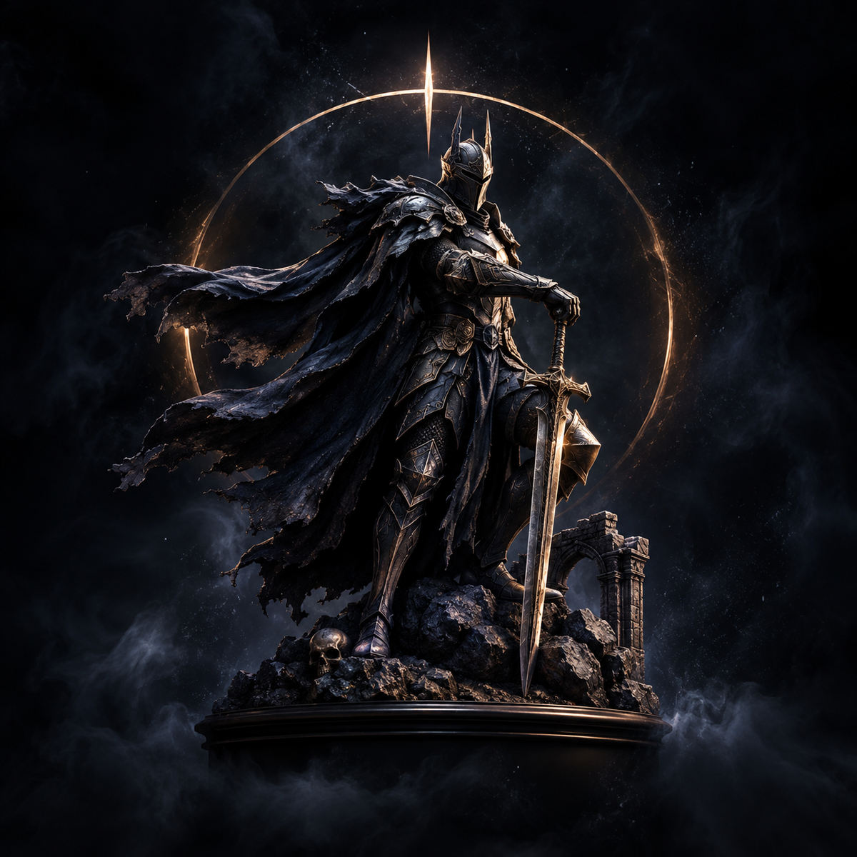Dark fantasy armored knight statue category image