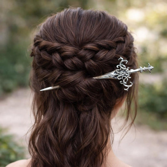 Medieval Sword Hair Pin — Antique Silver
