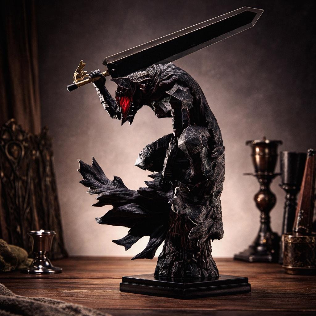 Black Swordsman Armored Statue — 24 cm