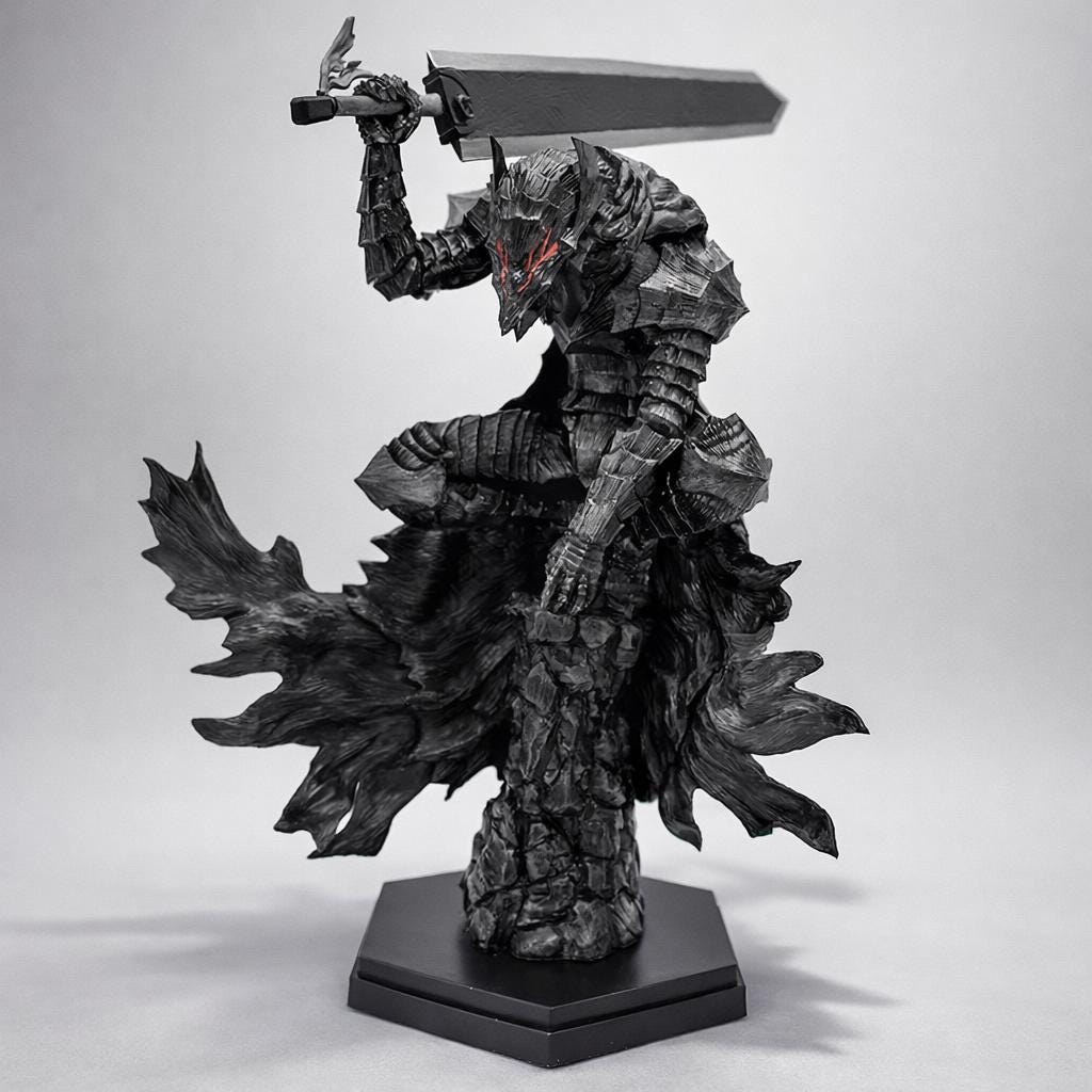 Black Swordsman Armored Statue — 24 cm