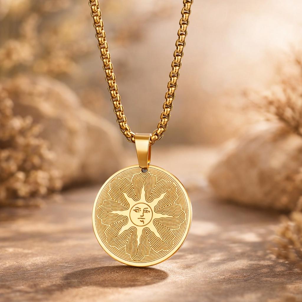 Sun Emblem Stainless Steel Necklace