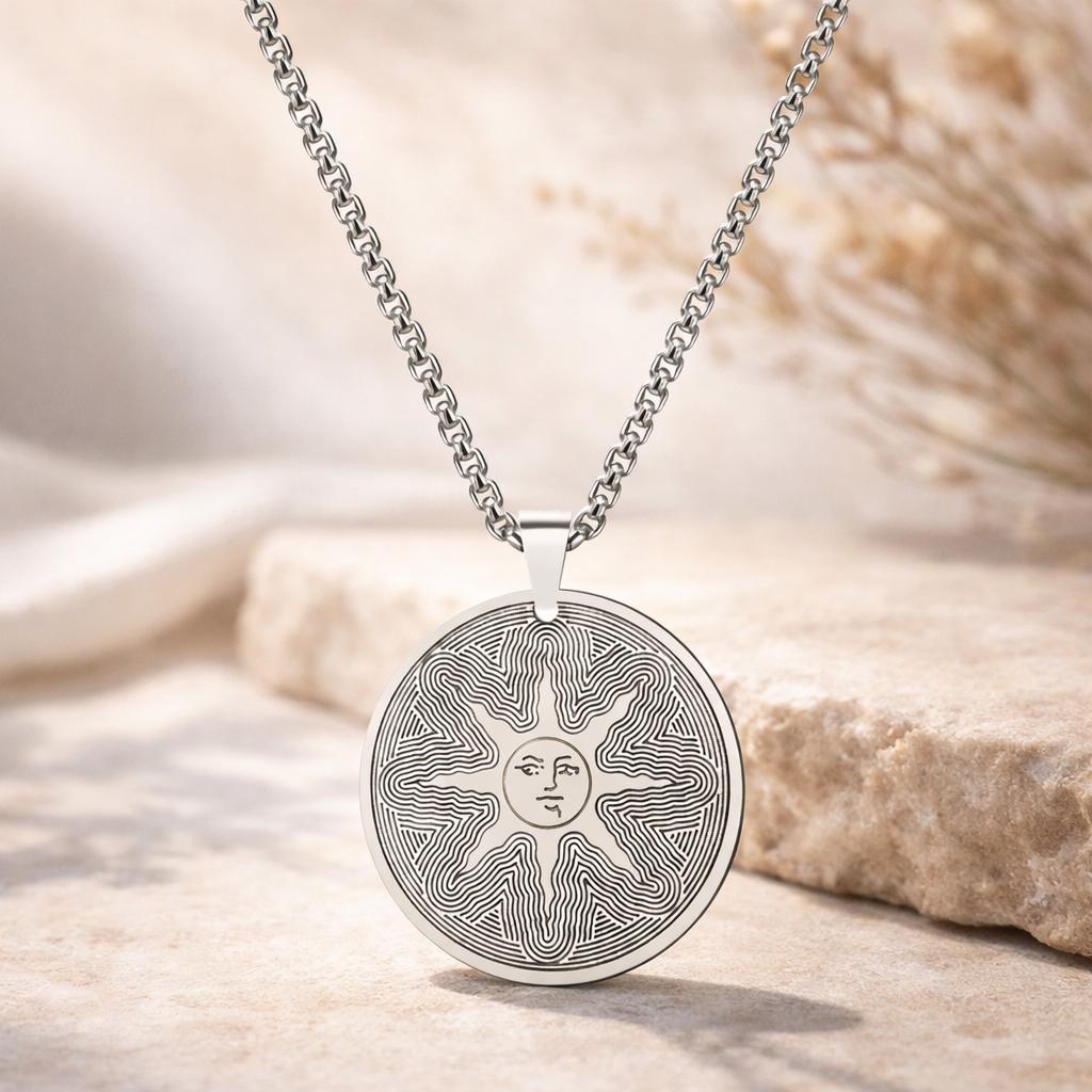 Sun Emblem Stainless Steel Necklace