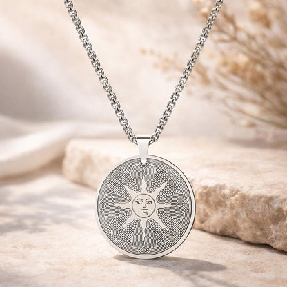 Sun Emblem Stainless Steel Necklace