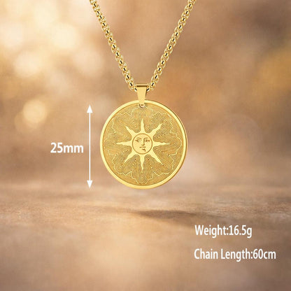 Sun Emblem Stainless Steel Necklace