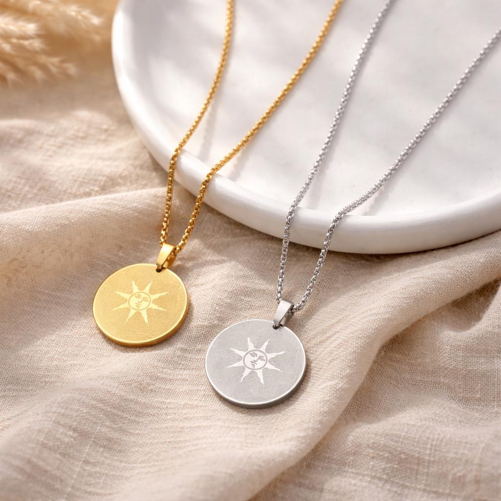 Sun Emblem Stainless Steel Necklace