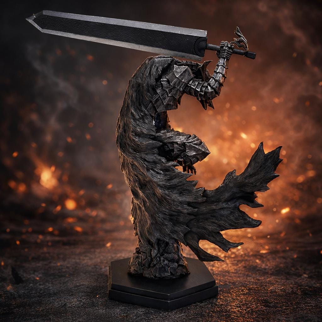Black Swordsman Armored Statue — 24 cm