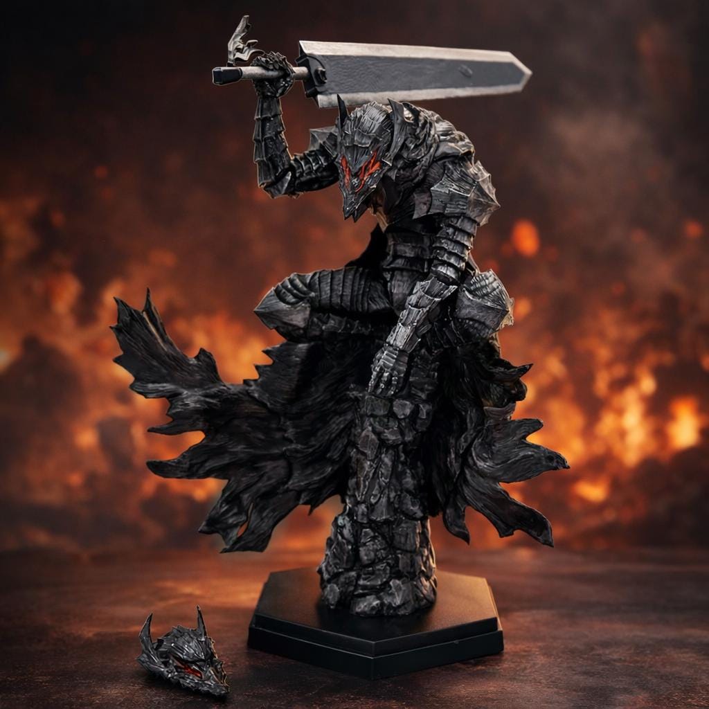 Black Swordsman Armored Statue — 24 cm