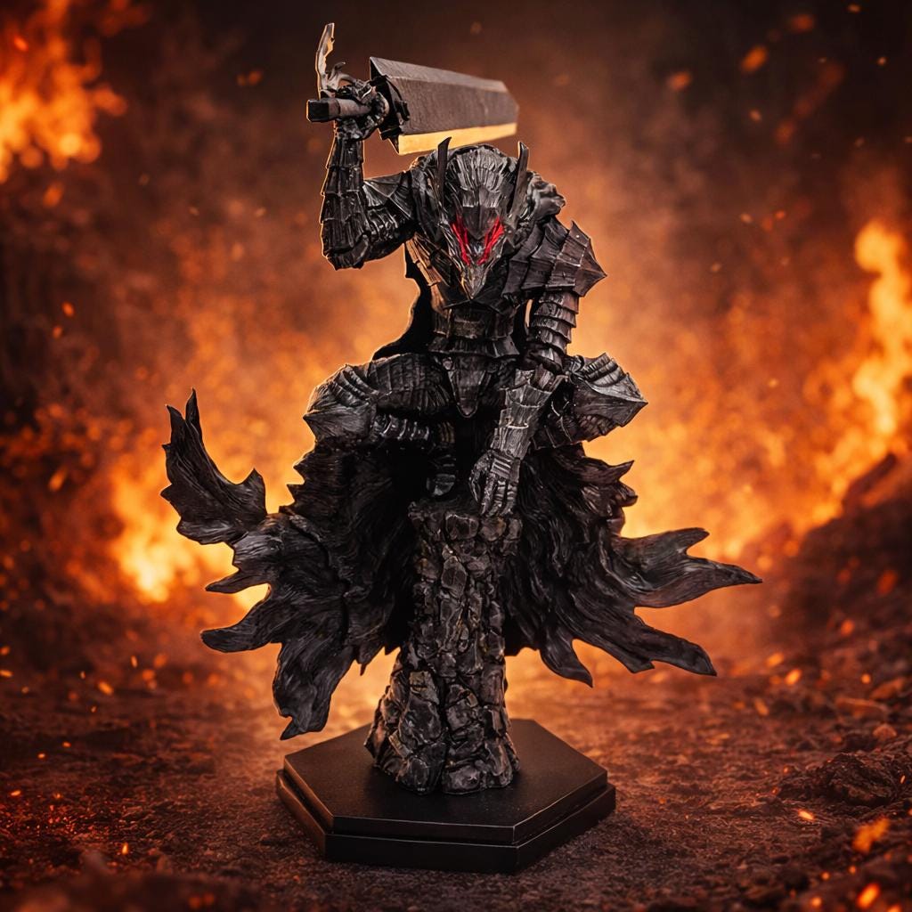 Black Swordsman Armored Statue — 24 cm
