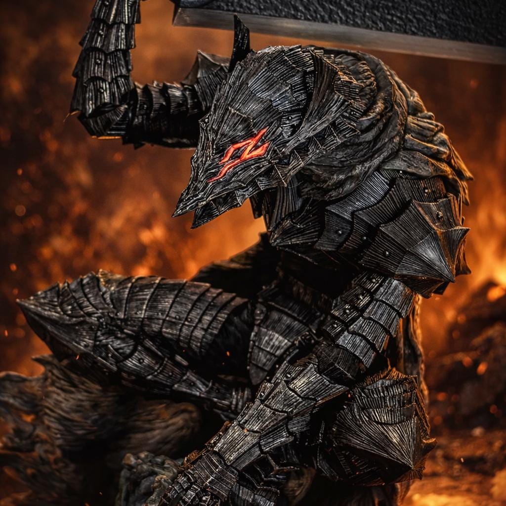 Black Swordsman Armored Statue — 24 cm