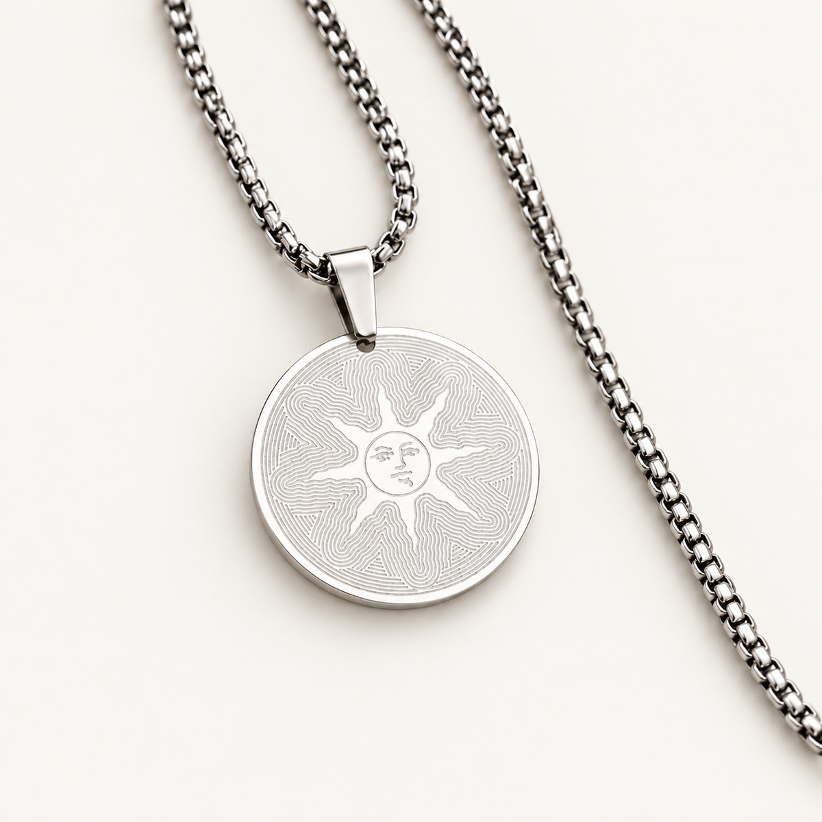 Sun Emblem Stainless Steel Necklace
